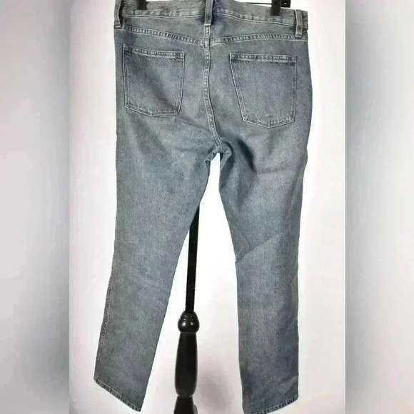 J.CREW Light Blue Cotton Distressed Denim Broken Boyfriend  Straight Fit 34x30 - Picture 7 of 9